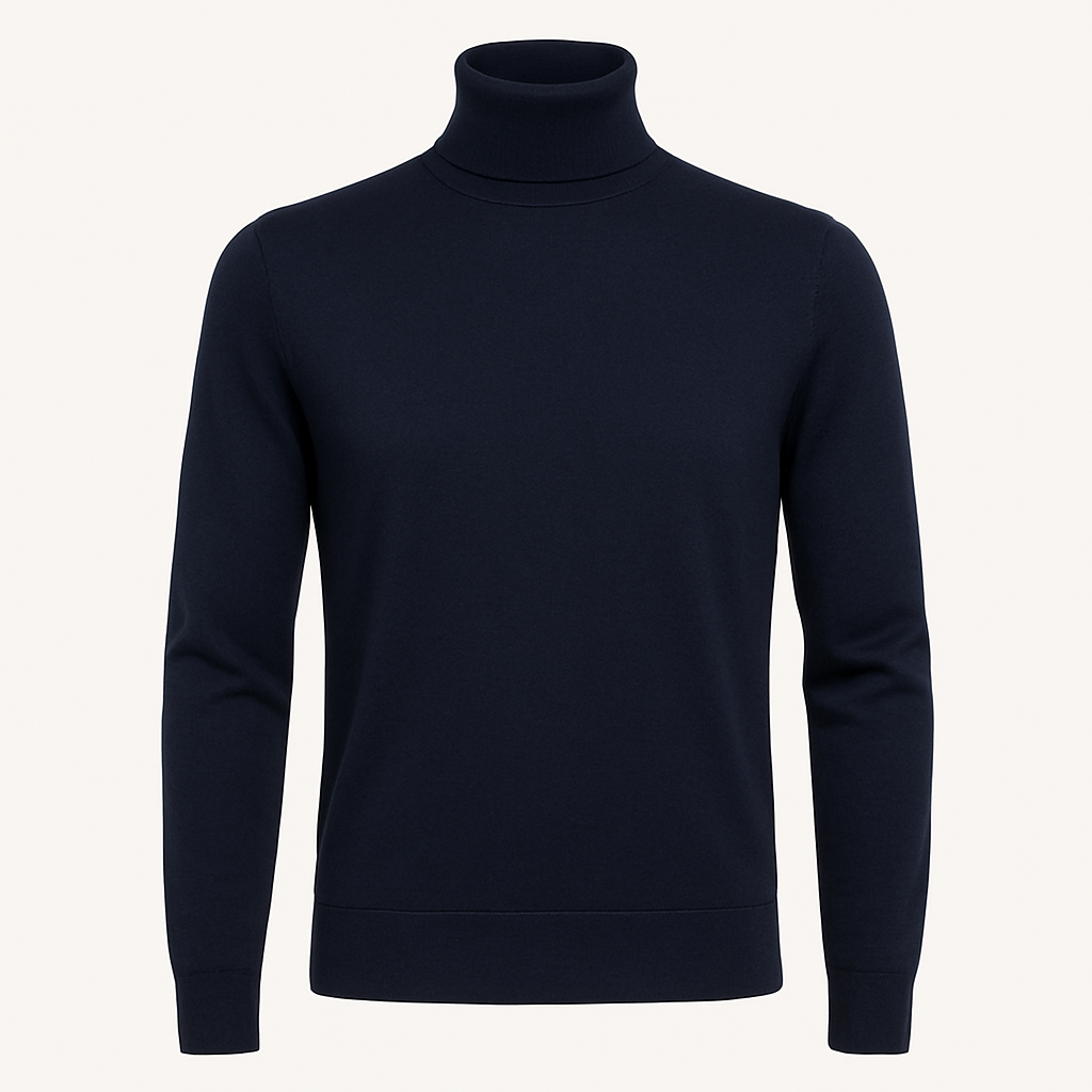 Knit Navy Turtleneck - Bautven Shirts